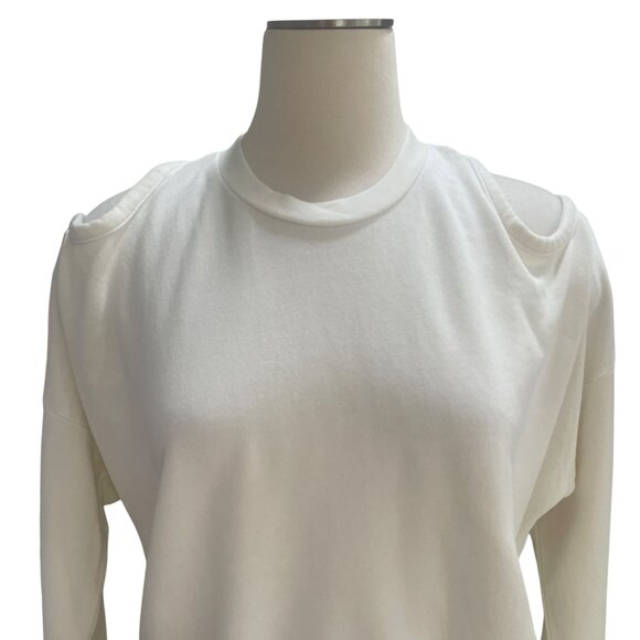 Lanston White Open-Back Sweater Women’s M – Cold Shoulder Drape Top, Made in USA - Picture 6 of 7